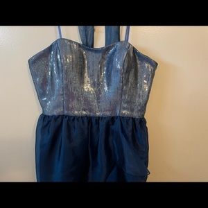 Aidan Mattox Size 14 Blue Beaded and Silk and Polyester Strapless dress🌸🌺🌷🥰